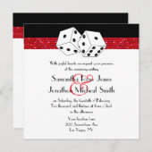 Las Vegas Wedding Dice Theme Ruby Red Imitats Glit Einladung (Vorne/Hinten)