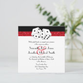 Las Vegas Wedding Dice Theme Ruby Red Imitats Glit Einladung (Stehend Vorderseite)
