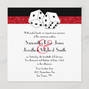 Las Vegas Wedding Dice Theme Ruby Red Imitats Glit Einladung