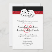 Las Vegas Wedding Dice Theme Ruby Red Imitats Glit Einladung (Vorderseite)