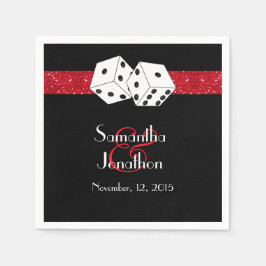 Las Vegas Wedding Dice Theme Ruby Red Imitats Glit Serviette