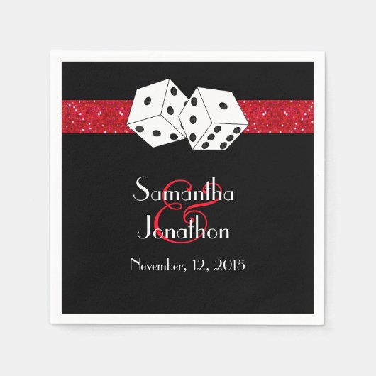 Las Vegas Wedding Dice Theme Ruby Red Imitats Glit Serviette (Vorderseite)