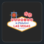 Las Vegas Wedding - ein Paar Verheiratet in Las Ve Quadratischer Aufkleber<br><div class="desc">Planen Sie einen Vegas Junggeselinnen-Abschied oder heiraten Sie in Vegas? Dieses Hochzeitsdesign von Vegas ist perfekt für einen Empfang oder Flitterwochen in Vegas! Schalten Sie den Las Vegas-Streifen ein, spielen Sie im Casino oder trinken Sie einen Tag am Pool in einem Vegas Club! Features "Verheiratet in Vegas" Design mit einem...</div>