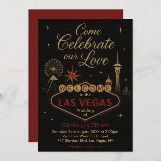 Las Vegas Wedding Einladung (Vorne/Hinten)