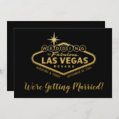 Las Vegas Wedding Einladung 2 Seiten Schwarzes Gol (Vorne/Hinten)