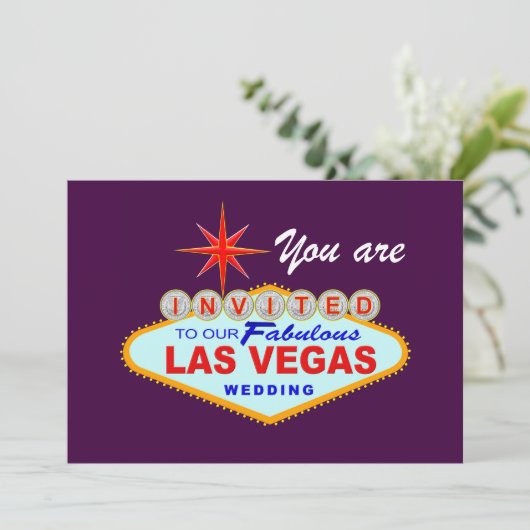 Las Vegas Wedding Einladung LILA (Stehend Vorderseite)