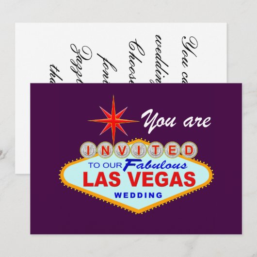 Las Vegas Wedding Einladung LILA (Vorne/Hinten)