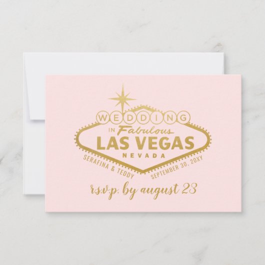 Las Vegas Wedding Elegantes Rosa Gold RSVP Karte (Vorderseite)