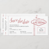 Las Vegas Wedding Flugzeug Ticket Save the Date Ka Ankündigung (Vorne/Hinten)