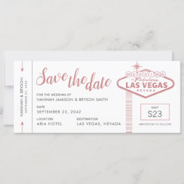 Las Vegas Wedding Flugzeug Ticket Save the Date Ka Ankündigung