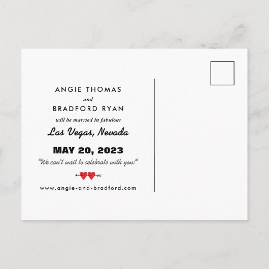 Las Vegas Wedding Foto Save the Date Postkarte (Rückseite)