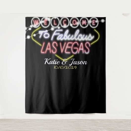 Las Vegas Wedding Foto Stand Empfang Hintergrund Wandteppich (Vorderseite)