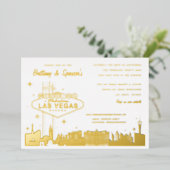 Las Vegas Wedding Gold Foil Einladung (Stehend vorne)