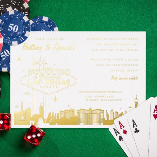 Las Vegas Wedding Gold Foil Einladung