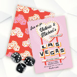 Las Vegas Wedding Herzzeichen Einladung<br><div class="desc">Hochzeit in Las Vegas mit herzförmigen Zeichen und lustigen Schriftart mit einem Mod Retro-Ambiente. Vegas-Zeichen und Herzwürfel mit funky Farben von rosa, rot, orange und sehr leicht cremig weiß. Ideal für eine kurze Hochzeit oder ein ganz besonderes Vegas Party! Alle Formulierungen können mit Ausnahme des Wortes "LAS VEGAS" geändert werden....</div>