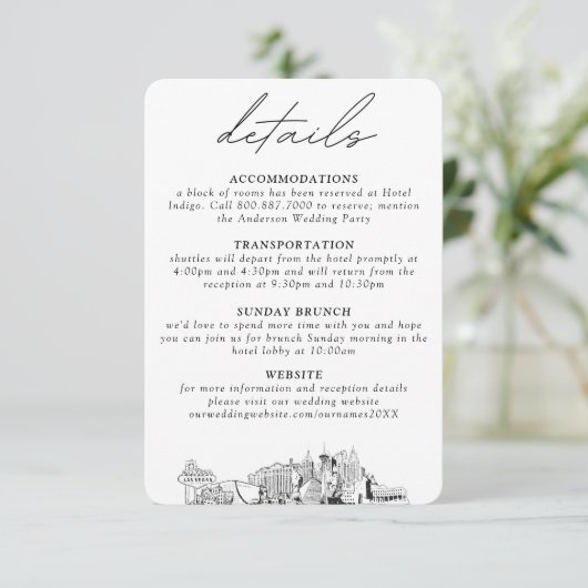 Las Vegas Wedding kleine vertikale Details Begleitkarte (Stehend Vorderseite)