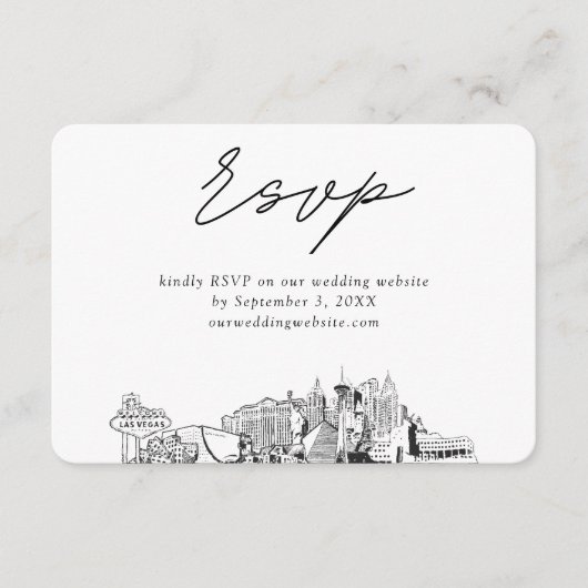 Las Vegas Wedding Minimalistisch Sketch UAWG Begleitkarte (Vorderseite)
