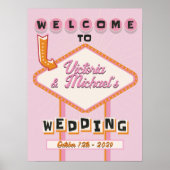 Las Vegas Wedding Mod Retro Begrüßungszeichen Poster (Vorne)