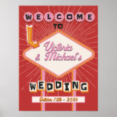 Las Vegas Wedding Mod Retro Begrüßungszeichen Poster (Vorne)