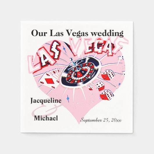 Las Vegas Wedding Pink Heart Serviette (Vorderseite)