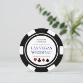 Las Vegas Wedding Poker Chip Blue White Einladung (Stehend Vorderseite)