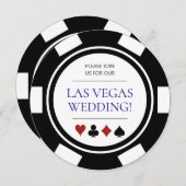 Las Vegas Wedding Poker Chip Blue White Einladung (Vorne/Hinten)