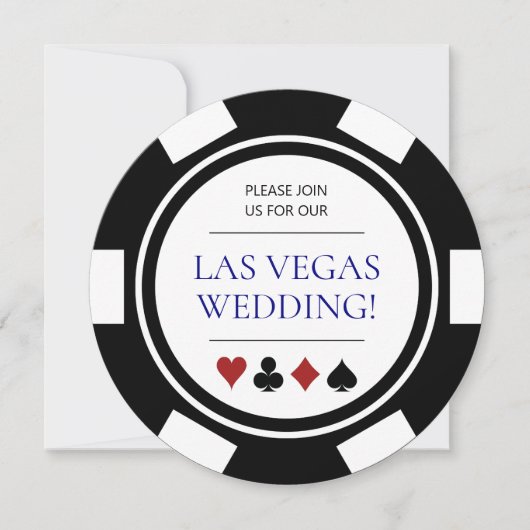 Las Vegas Wedding Poker Chip Blue White Einladung (Vorderseite)