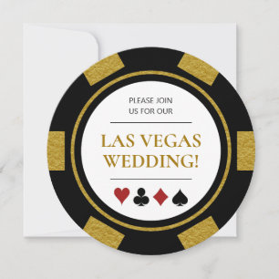 Las Vegas Wedding Poker Chip Gold Schwarz-weiß Einladung