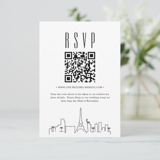 Las Vegas Wedding QR Code UAWG RSVP Karte (Stehend Vorderseite)