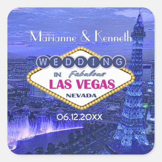Las Vegas Wedding Quadratischer Aufkleber (Vorderseite)