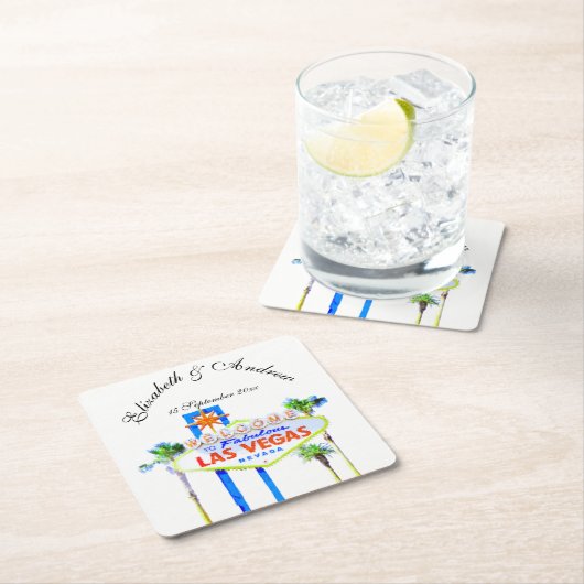 Las Vegas Wedding Rechteckiger Pappuntersetzer (Vor Ort)