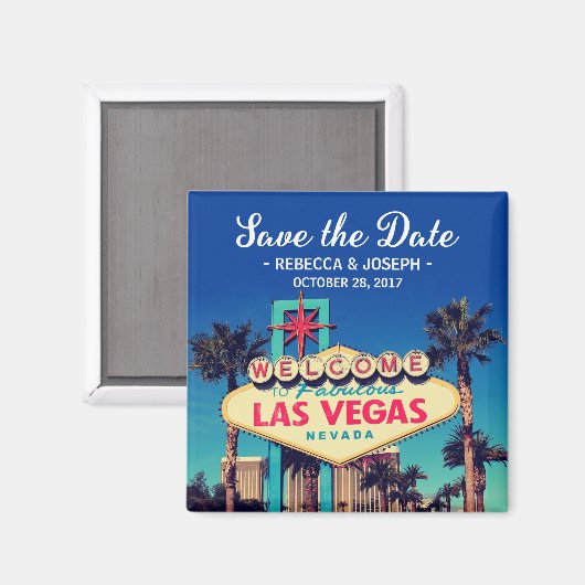 Las Vegas Wedding Retro Foto Save the Date Magnet (Vorderseite/Rückseite)