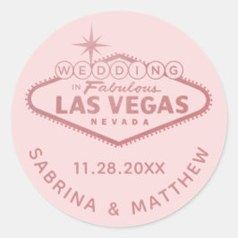 Las Vegas Wedding Rose Gold Pink Brautparty Runder Aufkleber