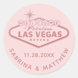 Las Vegas Wedding Rose Gold Pink Runder Aufkleber