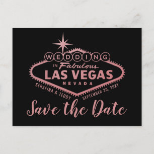 Las Vegas Wedding Rose Gold Save the Date Ankündigungspostkarte