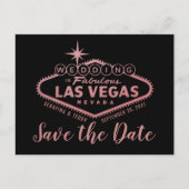 Las Vegas Wedding Rose Gold Save the Date Ankündigungspostkarte (Vorderseite)