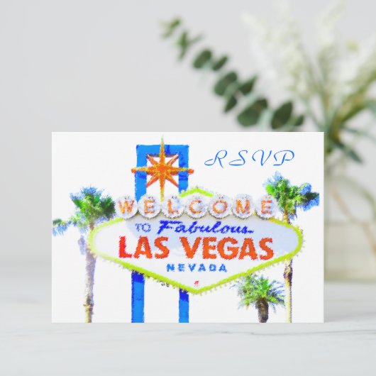Las Vegas Wedding RSVP Karten mit Umschlägen (Stehend Vorderseite)