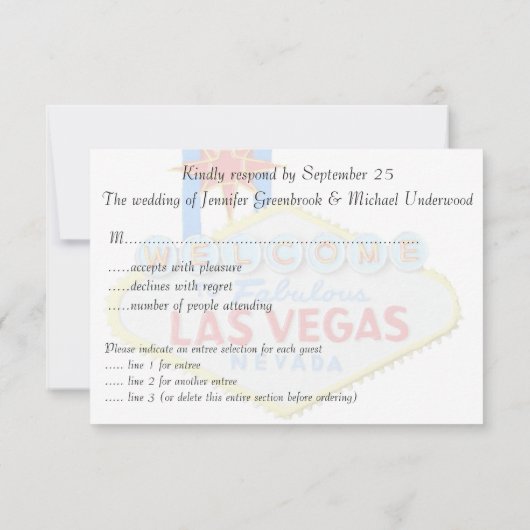 Las Vegas Wedding RSVP Karten mit Umschlägen (Rückseite)