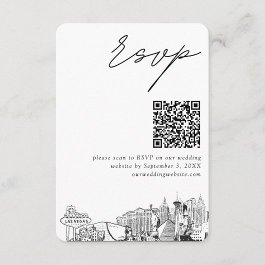 Las Vegas Wedding RSVP QR Code Small Begleitkarte (Vorderseite)