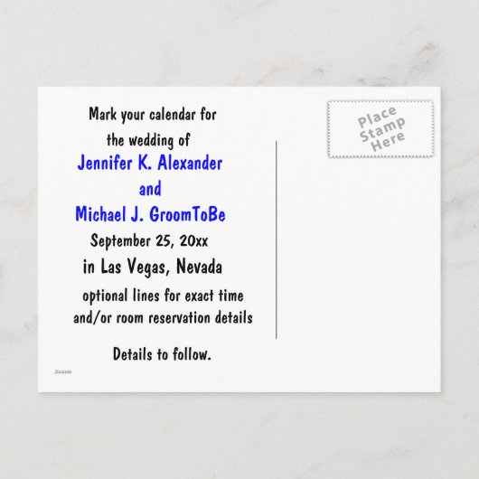 Las Vegas Wedding Save the Date Ankündigungspostkarte (Rückseite)
