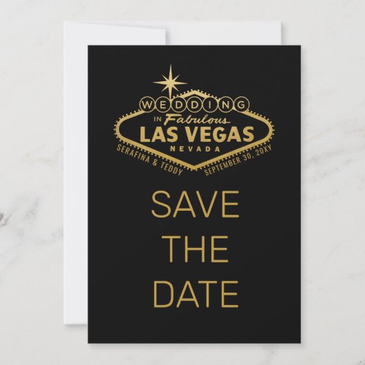 Las Vegas Wedding Save the Date Foto Black Gold (Vorderseite)