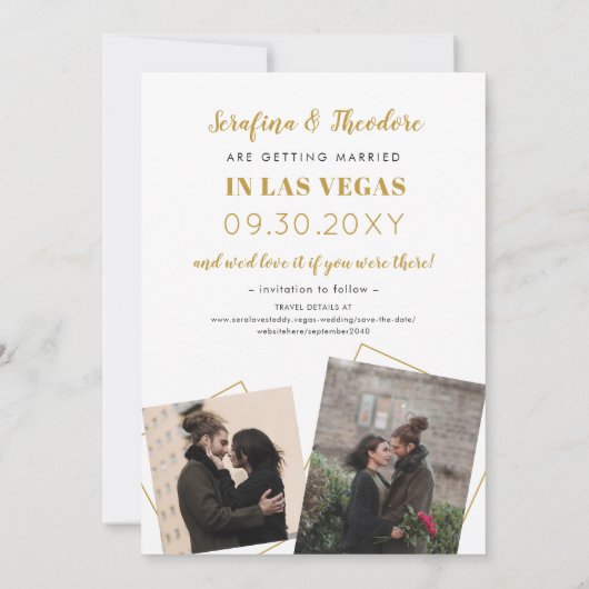 Las Vegas Wedding Save the Date Foto Black Gold (Rückseite)