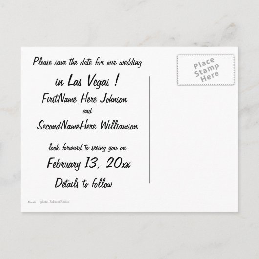 Las Vegas Wedding Save the Date NV Ankündigungspostkarte (Rückseite)