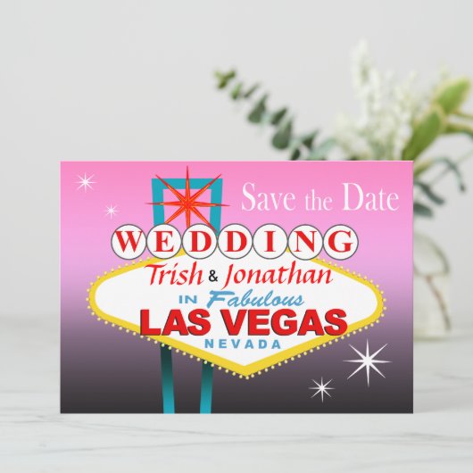 Las Vegas Wedding Save the Date - rosa (Stehend Vorderseite)