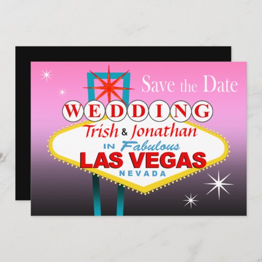 Las Vegas Wedding Save the Date - rosa (Vorne/Hinten)