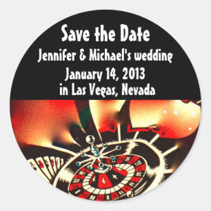 Las Vegas Wedding Save the Date Runder Aufkleber
