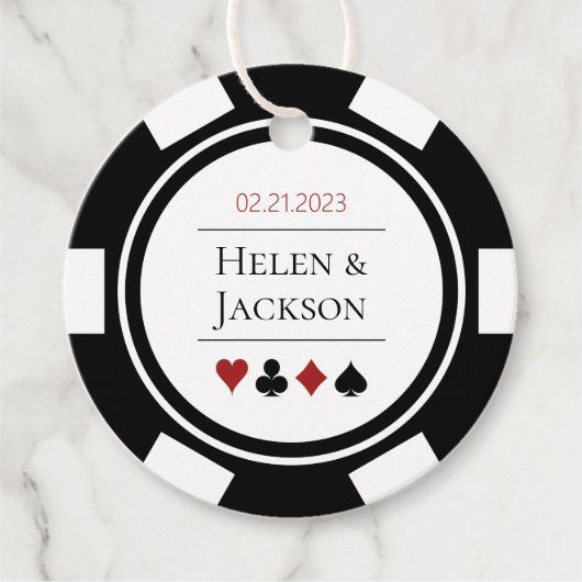 Las Vegas Wedding Schwarz-weiß Poker Chip Geschenkanhänger (Vorderseite)