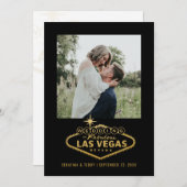 Las Vegas Wedding Sign Black Gold Foto Save The Date (Vorne/Hinten)