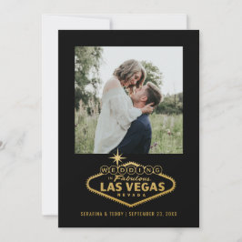 Las Vegas Wedding Sign Black Gold Foto Save The Date