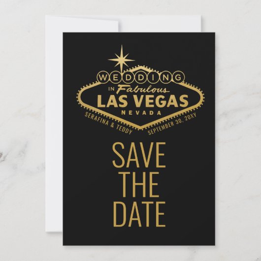 Las Vegas Wedding Sign Gold Foto Save the Date (Vorderseite)